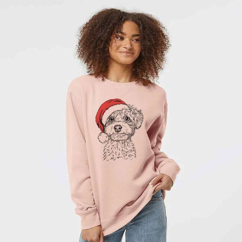Santa Elliott the Yorkiepoo - Unisex Pigment Dyed Crew Sweatshirt Hoodie with Hem Embroidery Detailed Premium Santa Elliott the Yorkiepoo - Unisex Pigment Dyed Crew Sweatshirt Hoodie with Hem Embroidery Detailed Premium