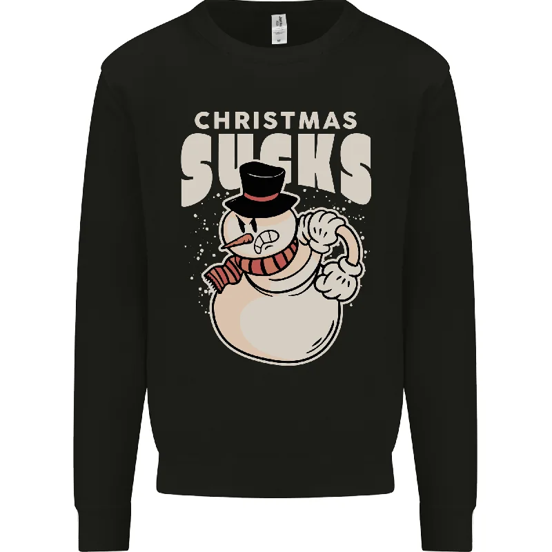 Christmas Sucks Bah Humbug Snowman Xmas Mens Sweatshirt Jumper Hoodie with Ribbed Cuffs Snug Fit Comfort Christmas Sucks Bah Humbug Snowman Xmas Mens Sweatshirt Jumper Hoodie with Ribbed Cuffs Snug Fit Comfort