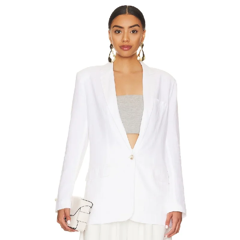 Linen On The Edge Blazer (White) Women's Vintage Jacket