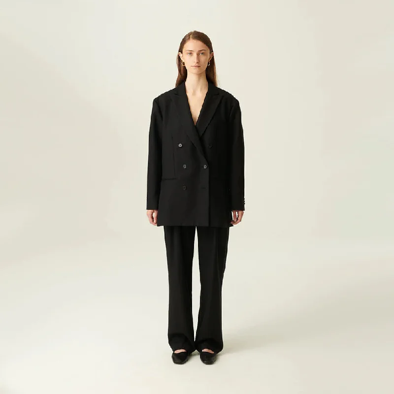 Camilla Wool Twill Blazer (Black) Women's Trendy Suit