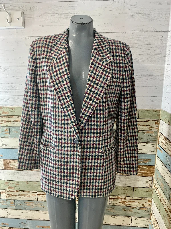 90’s Multi-Colored Checkered Blazer Women's Elegant Suit