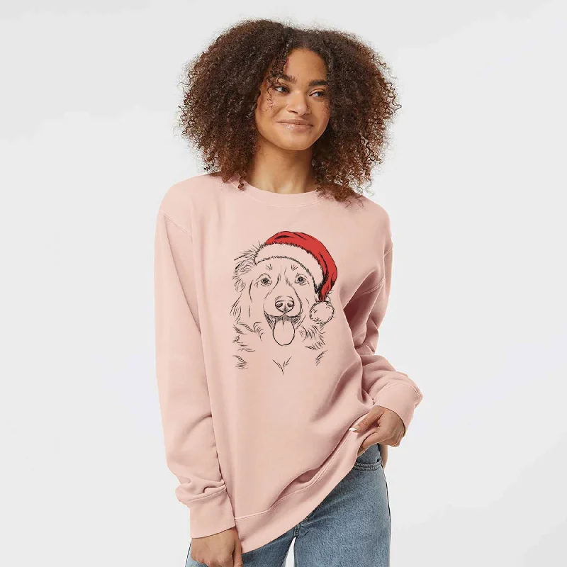 Santa Tucker the Collie Shepherd - Unisex Pigment Dyed Crew Sweatshirt Hoodie with Double Zipper Versatile Adjustable Santa Tucker the Collie Shepherd - Unisex Pigment Dyed Crew Sweatshirt Hoodie with Double Zipper Versatile Adjustable
