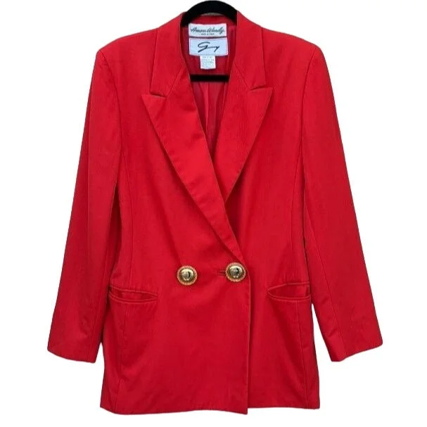 Amen Wardy Vintage Wool Double Breasted Oversized Blazer Anchor Button Detail -L Women's Trendy Jacket Amen Wardy Vintage Wool Double Breasted Oversized Blazer Anchor Button Detail -L Women's Trendy Jacket