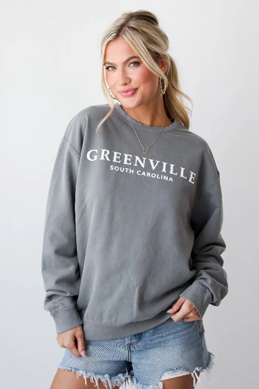 Light Grey Greenville South Carolina Sweatshirt Hoodie with Mock Neck Collared Structured Light Grey Greenville South Carolina Sweatshirt Hoodie with Mock Neck Collared Structured