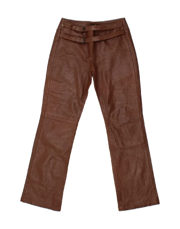 NAF NAF Womens Straight Casual Trousers EU 40 Medium W28 L31 Brown Leather Trousers Denim Distressed NAF NAF Womens Straight Casual Trousers EU 40 Medium W28 L31 Brown Leather Trousers Denim Distressed