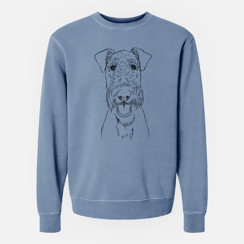 Bare Andy the Airedale Terrier - Unisex Pigment Dyed Crew Sweatshirt Graphic Hoodie Design Print