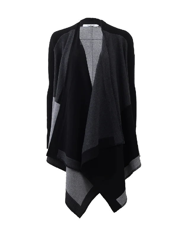 Draped Cardigan Solid Print Embellished