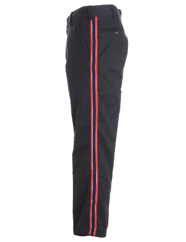 Label Side Stripe Cropped Trouser Wide Leg Loose Fit Mid Waist