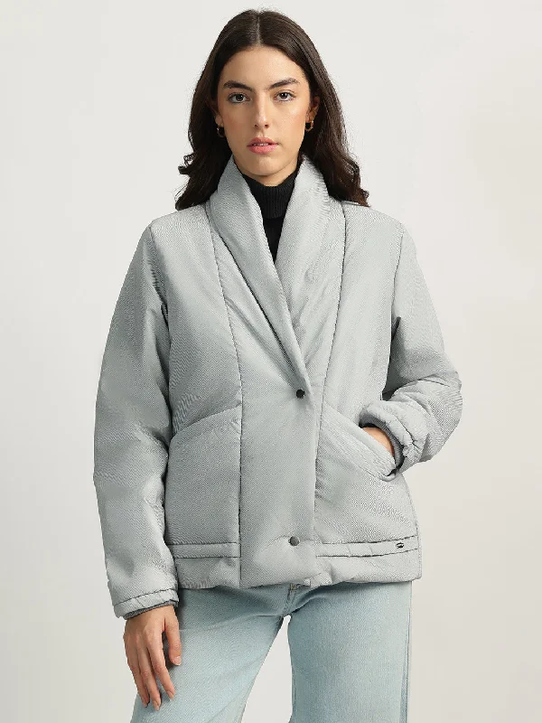 Elle Women Grey Self Design Shawl Collar Full Sleeves Puffer Jacket Jersey Jacket Tulle Jacket Batik Jacket Elle Women Grey Self Design Shawl Collar Full Sleeves Puffer Jacket Jersey Jacket Tulle Jacket Batik Jacket