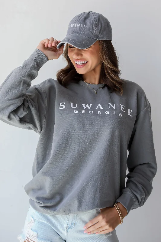 Grey Suwanee Georgia Sweatshirt Hoodie with Lining Warm Insulated