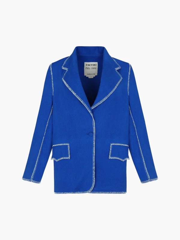 Jarana Blazer | Electric Blue Women's Plaid Suit