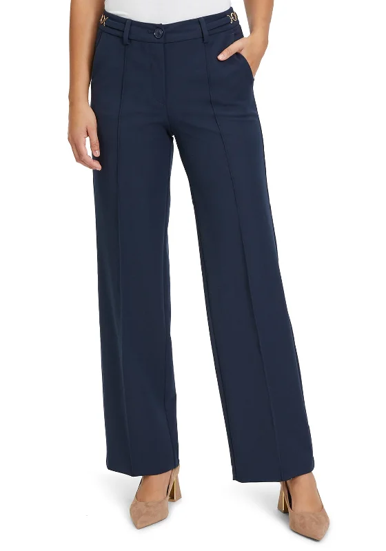 Betty Barclay Wide Leg Suit Trousers, Navy Trousers Silk Elegant
