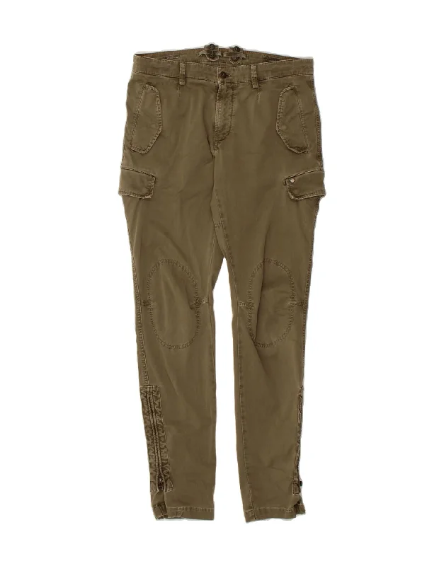MASON'S Womens Slim Cargo Trousers W34 L33  Khaki Trousers Satin Smooth