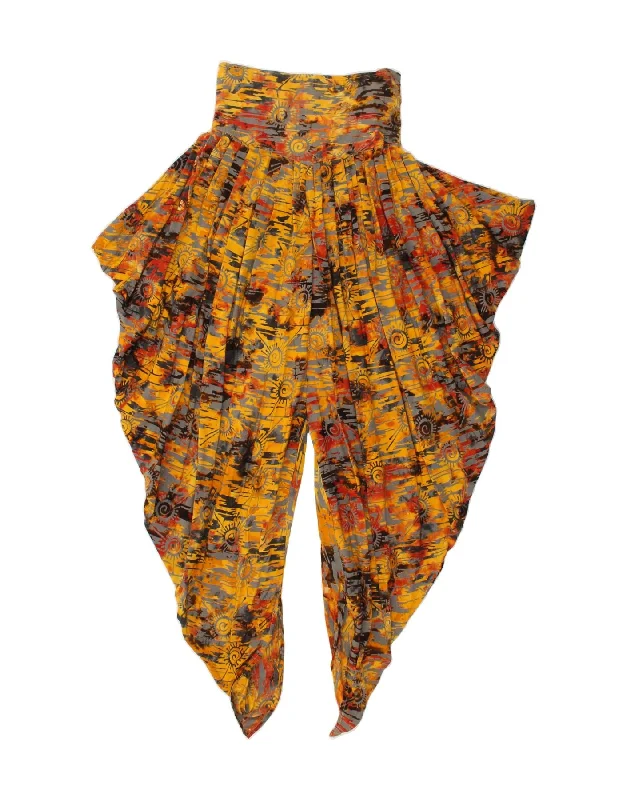 VINTAGE Womens Abstract Pattern Capri Harem Trousers W28 L20 Yellow Trousers practical easy-care VINTAGE Womens Abstract Pattern Capri Harem Trousers W28 L20 Yellow Trousers practical easy-care