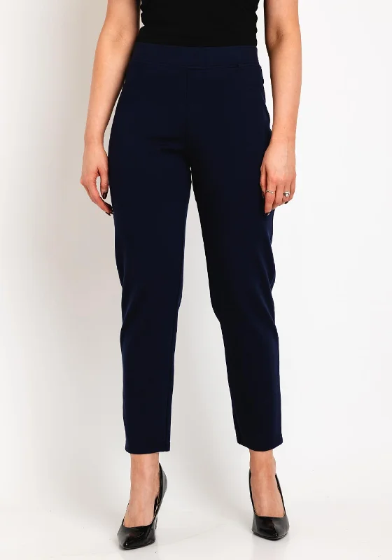 Natalia Collection Slim Leg Comfort Trouser, Navy Trousers Flared Retro