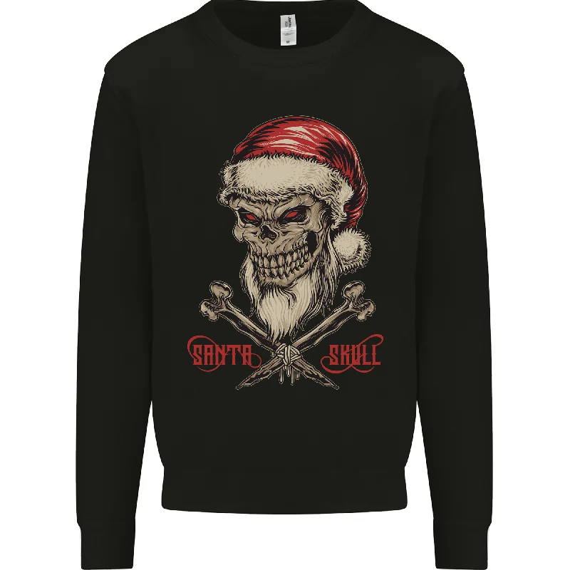 Christmas Santa Skull Heavy Metal Biker Xmas Mens Sweatshirt Jumper Hoodie with Elastic Waist Stretchable Comfortable Christmas Santa Skull Heavy Metal Biker Xmas Mens Sweatshirt Jumper Hoodie with Elastic Waist Stretchable Comfortable