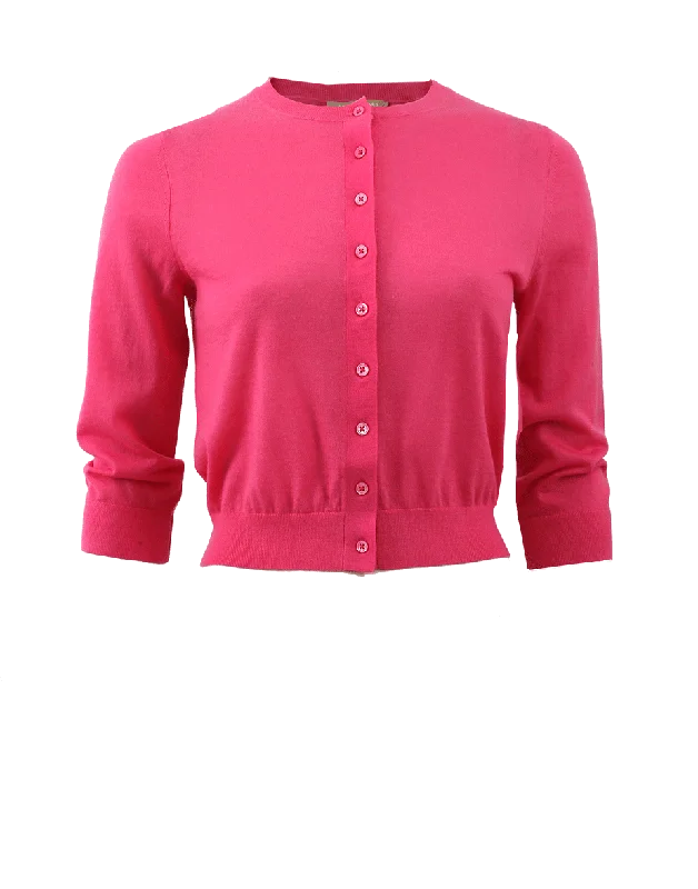 Cropped Cardigan Mesh Blend Leather Blend Suede Blend