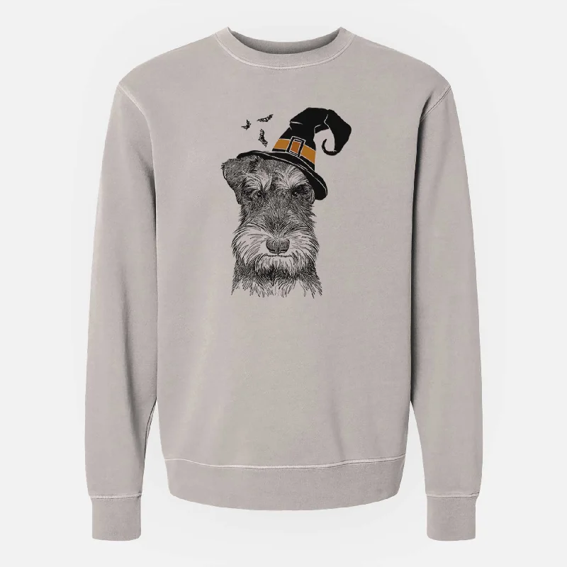 Witch Murphy the Mini Schnauzer - Unisex Pigment Dyed Crew Sweatshirt Hoodie with Puffed Sleeves Voluminous Trendy Witch Murphy the Mini Schnauzer - Unisex Pigment Dyed Crew Sweatshirt Hoodie with Puffed Sleeves Voluminous Trendy