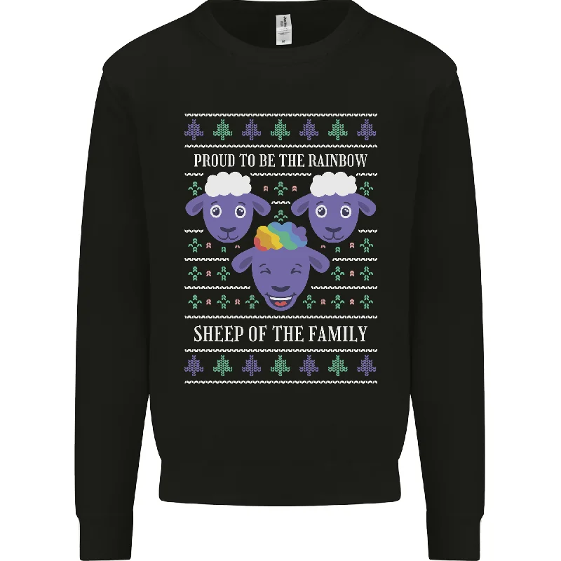 Christmas LGBT Rainbow Sheep Gay Pride Mens Sweatshirt Jumper Hoodie with Rhinestones Sparkly Elegant Christmas LGBT Rainbow Sheep Gay Pride Mens Sweatshirt Jumper Hoodie with Rhinestones Sparkly Elegant