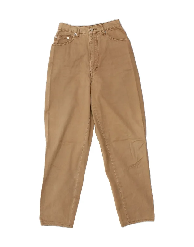 VINTAGE Womens Tapered Casual Trousers IT 38 XS W24 L27 Brown Cotton Trousers Summer Linen VINTAGE Womens Tapered Casual Trousers IT 38 XS W24 L27 Brown Cotton Trousers Summer Linen