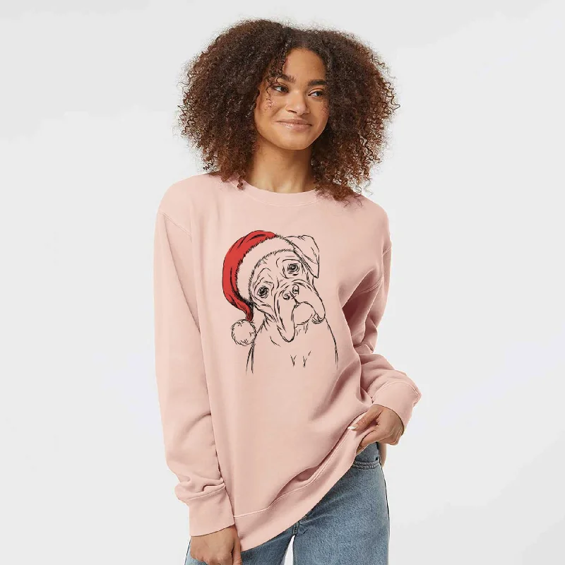 Santa Cooper the Boxer - Unisex Pigment Dyed Crew Sweatshirt Hoodie with Monochrome Minimalist Simple Santa Cooper the Boxer - Unisex Pigment Dyed Crew Sweatshirt Hoodie with Monochrome Minimalist Simple