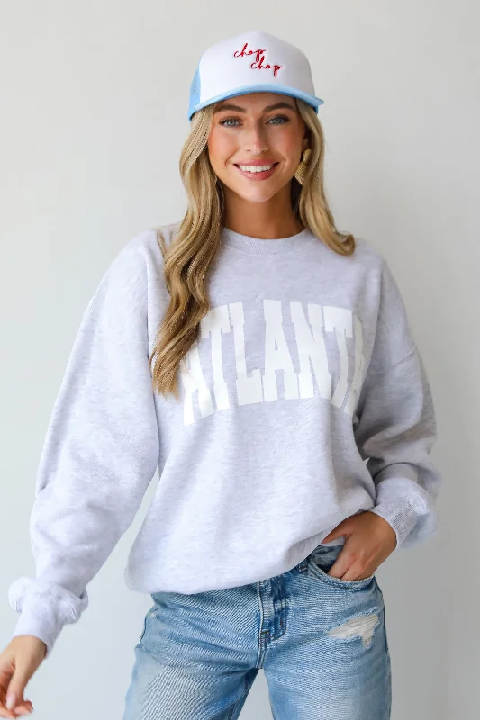 Heather Grey Atlanta Sweatshirt Hoodie with Hem Lace Feminine Delicate