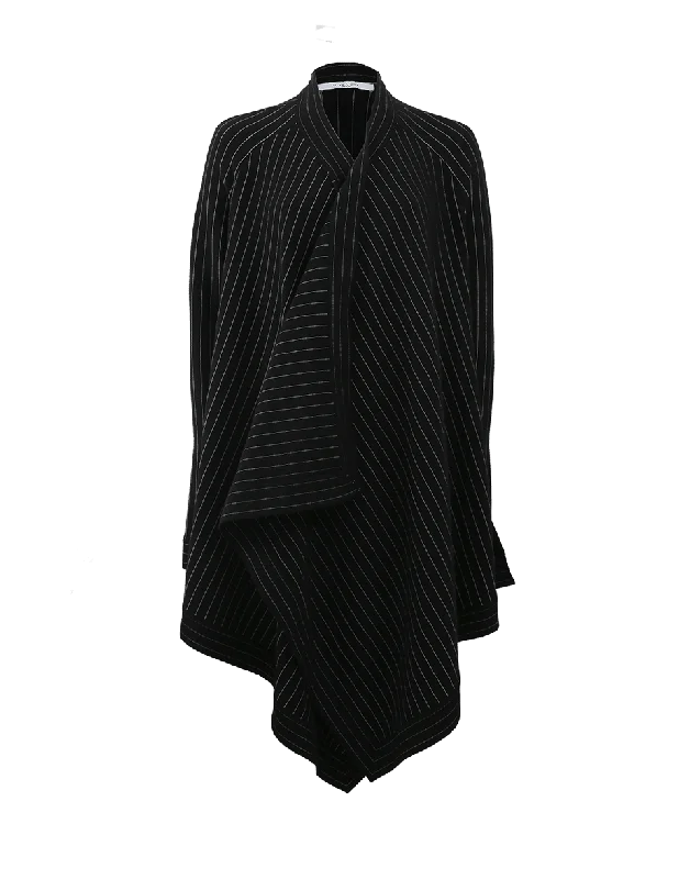 Draped Pin Stripe Cardigan Ribbed Striped Patterned