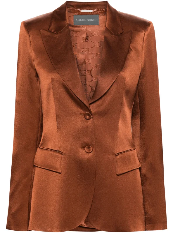 Brown satin blazer Linen Women's Suit