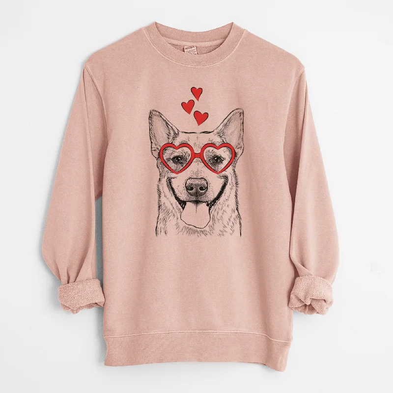 Valentine Rio the Australian Cattle Dog - Unisex Pigment Dyed Crew Sweatshirt Hoodie with Hem Detail Decorative Unique Valentine Rio the Australian Cattle Dog - Unisex Pigment Dyed Crew Sweatshirt Hoodie with Hem Detail Decorative Unique