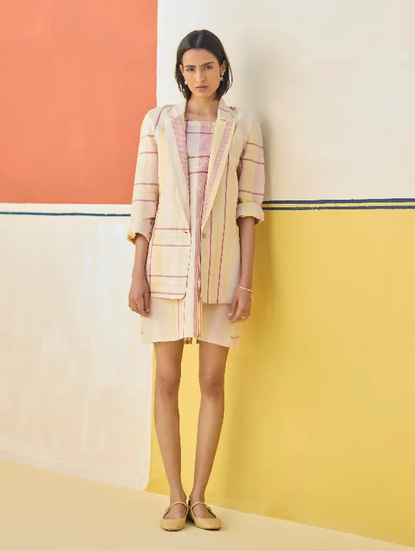 Nora Check Shift Dress With Blazer
 - Sand Women's Boutique Suit