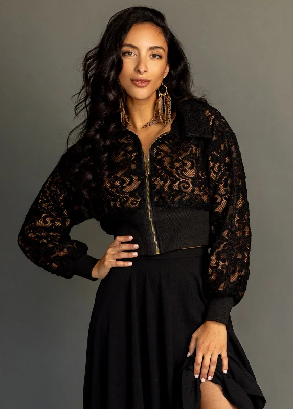 Luxe Jacket in Black Jersey Jacket Tulle Jacket Batik Jacket