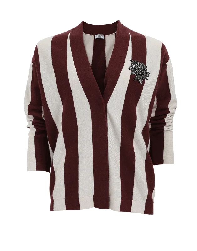 Cricket Stripes Cardigan Chenille Brocade Lace