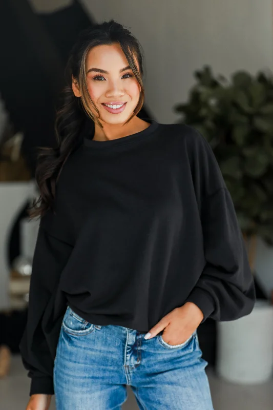FINAL SALE - Tatum Black Sweatshirt - DU DEAL Cotton Hoodie Fleece Lining Warmth