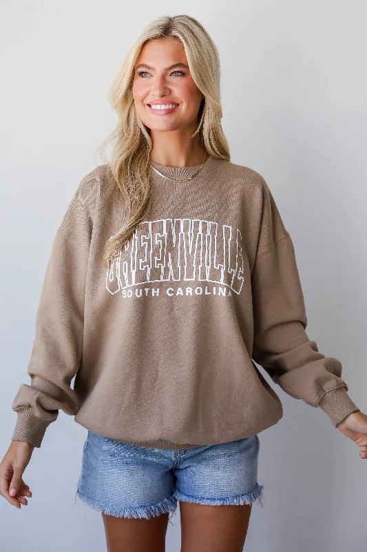 Tan Greenville South Carolina Sweatshirt Hoodie with Elastic Waist Stretchable Comfortable Tan Greenville South Carolina Sweatshirt Hoodie with Elastic Waist Stretchable Comfortable