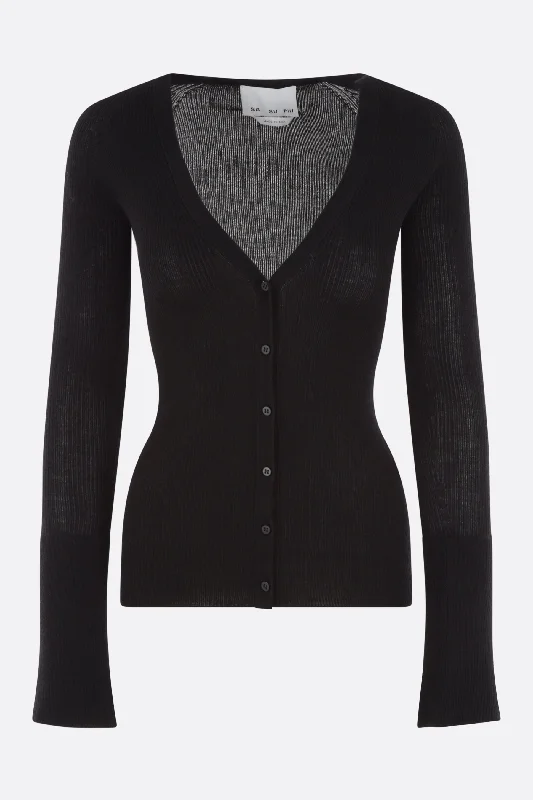 ribbed cashmere and silk cardigan Silk Blend Satin Velvet