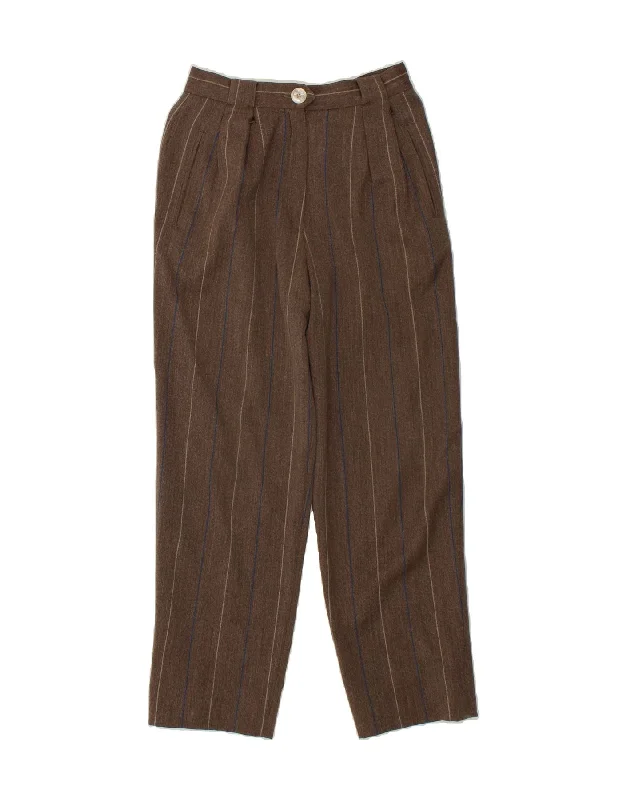 LES COPAINS Womens Pegged Chino Trousers W26 L27 Brown Striped Trousers Palazzo Wide Leg LES COPAINS Womens Pegged Chino Trousers W26 L27 Brown Striped Trousers Palazzo Wide Leg