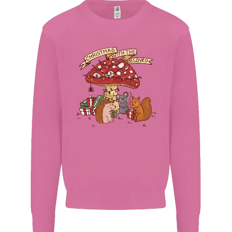 Christmas Hedgehog Toadstool Mouse Mens Sweatshirt Jumper Hoodie with Drawstring Waist Adjustable Fitted Christmas Hedgehog Toadstool Mouse Mens Sweatshirt Jumper Hoodie with Drawstring Waist Adjustable Fitted