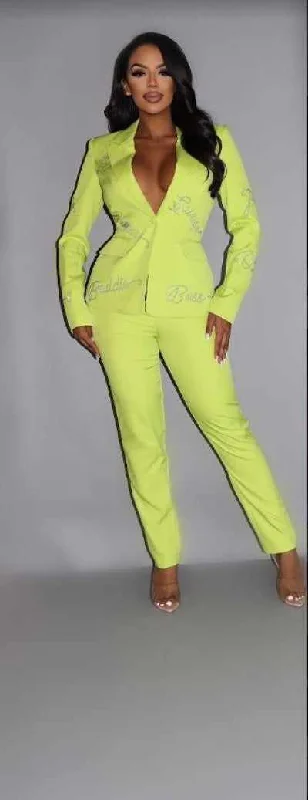 Two-Piece Power Suit Blazer Women's Navy Jacket