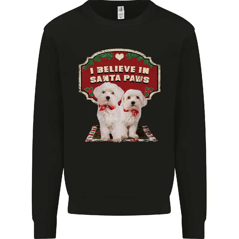 Christmas Maltese Funny Santa Paws Xmas Mens Sweatshirt Jumper Hoodie with Contrast Stitching Detailed Premium Christmas Maltese Funny Santa Paws Xmas Mens Sweatshirt Jumper Hoodie with Contrast Stitching Detailed Premium