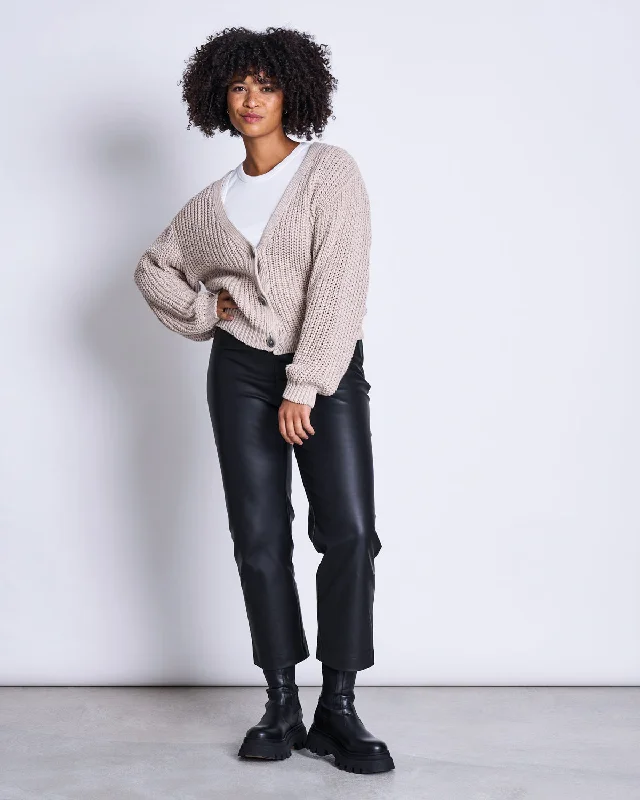 CHUNKY CARDIGAN LENA IVORY GOTS Chenille Blend Fleece Blend Nylon Blend