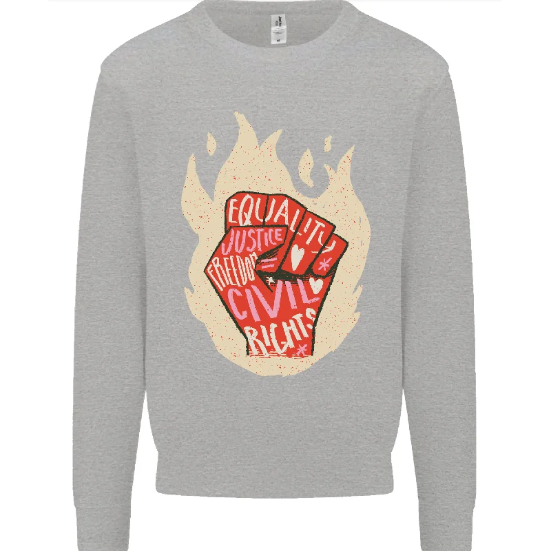 Civil Rights Black Lives Matter LGBT Freedom Mens Sweatshirt Jumper Hoodie with Hem Embroidery Detailed Premium Civil Rights Black Lives Matter LGBT Freedom Mens Sweatshirt Jumper Hoodie with Hem Embroidery Detailed Premium