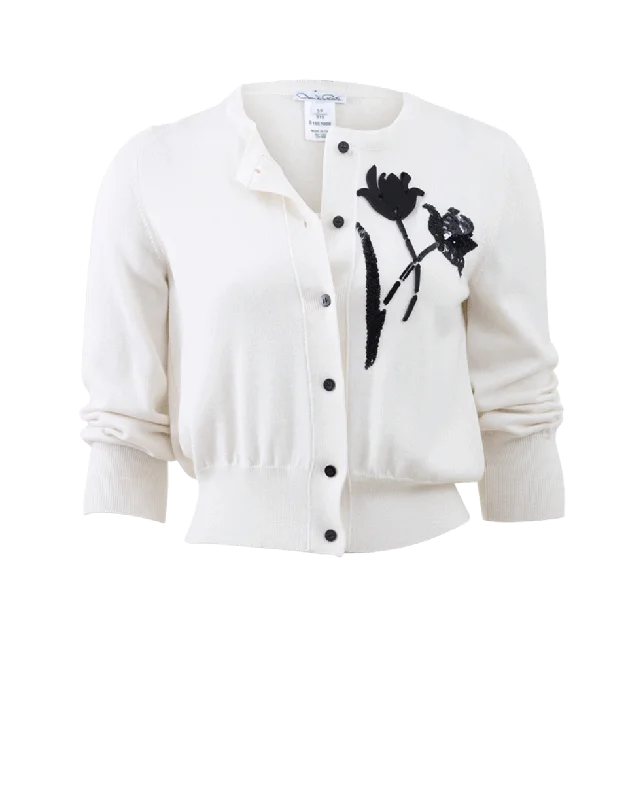 Embroidered Floral Cardigan Layered Multi-layer Single Layer