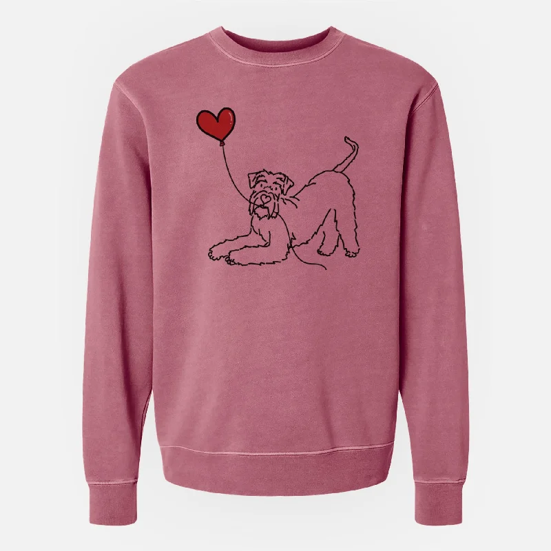 Giant Schnauzer Heart String - Unisex Pigment Dyed Crew Sweatshirt Hoodie with Snap Buttons Easy Quick Giant Schnauzer Heart String - Unisex Pigment Dyed Crew Sweatshirt Hoodie with Snap Buttons Easy Quick