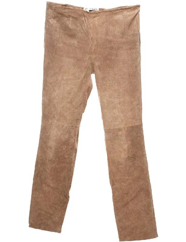Light Brown Classic Suede Trousers - W32 L32 Trousers Seasonal Trendy