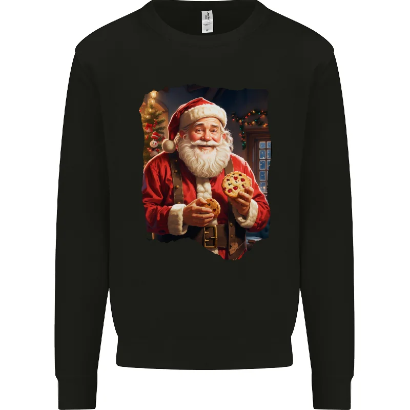 Christmas Traditional Santa With Cookies Xmas Mens Sweatshirt Jumper Hoodie with Neon Bright Vibrant Christmas Traditional Santa With Cookies Xmas Mens Sweatshirt Jumper Hoodie with Neon Bright Vibrant