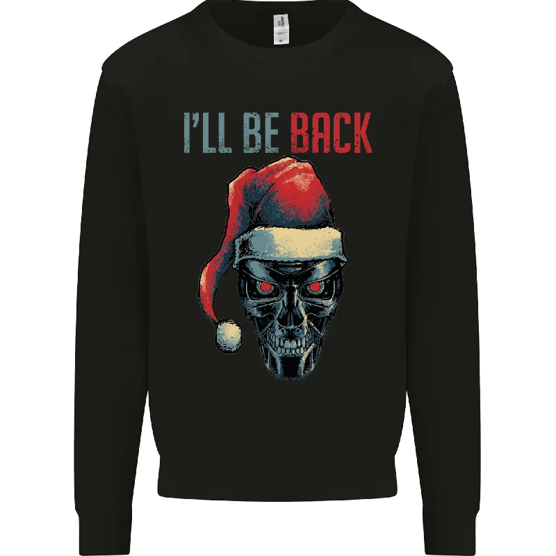 Christmas Ill Be Back SCI-FI Funny Xmas Mens Sweatshirt Jumper Hoodie with High-Low Hem Asymmetrical Trendy Christmas Ill Be Back SCI-FI Funny Xmas Mens Sweatshirt Jumper Hoodie with High-Low Hem Asymmetrical Trendy