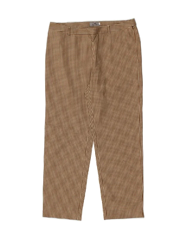 VINTAGE Womens Tapered Chino Trousers IT 46 Large W32 L27  Brown Gingham Trousers High Rise Slim Fit