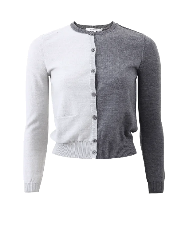 Bi-Color Cardigan Satin Blend Silk Blend Wool Blend