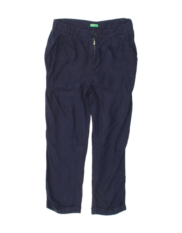 BENETTON Womens Pegged Chino Trousers W30 L25  Navy Blue Trousers Essential Wardrobe