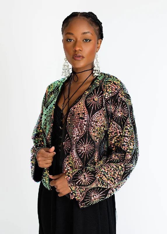 Liv Jacket in Multi Black Faux Fur Jacket Real Fur Jacket Shearling Jacket